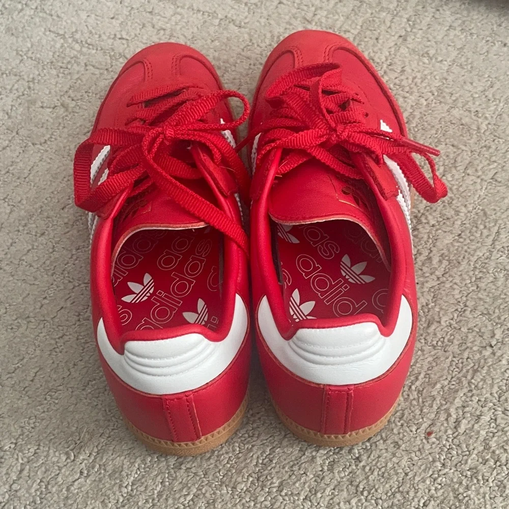 Adidas Bold Red Sneakers with White Accents - Picture 4 of 6